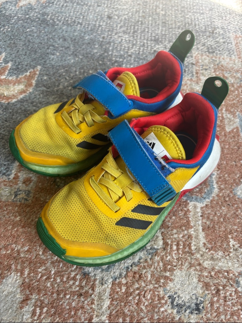 adidas Kids Yellow Sneakers with Blue and Red Accents